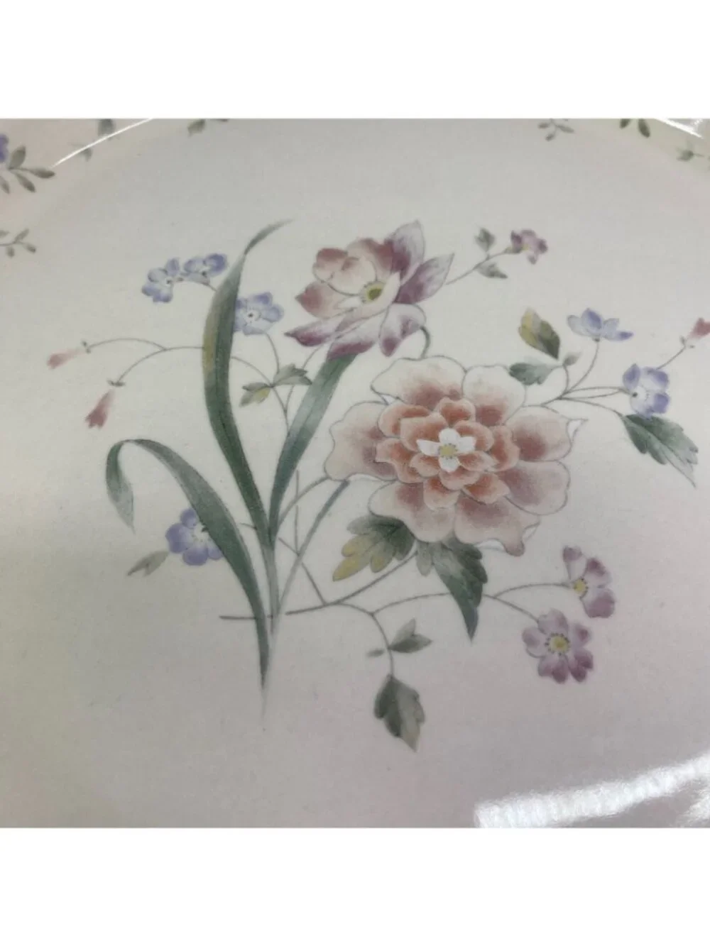 Mikasa PEONY BOUQUET Heritage Peach Blue Flower 1 Dinner Plate & 1 Salad Plate